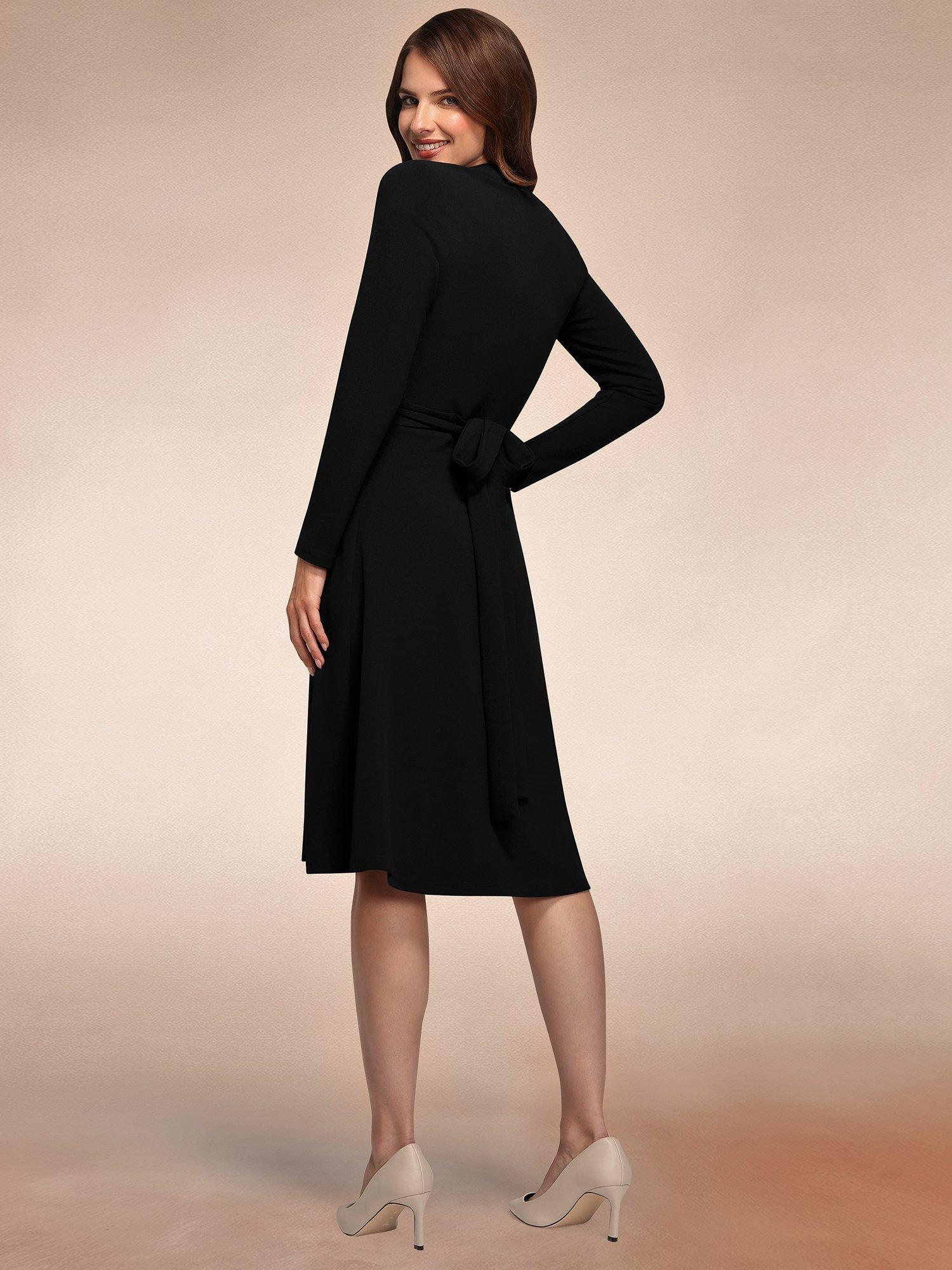 Product image 3 of 5, which shows HotSquash Belted Midi Wrap Dress, Black, 6
