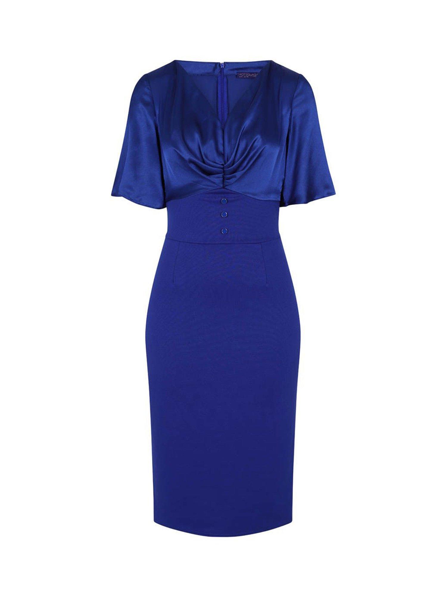 Product image 3 of 3, which shows HotSquash Satin Top Cocktail Dress, Royal Blue, 8