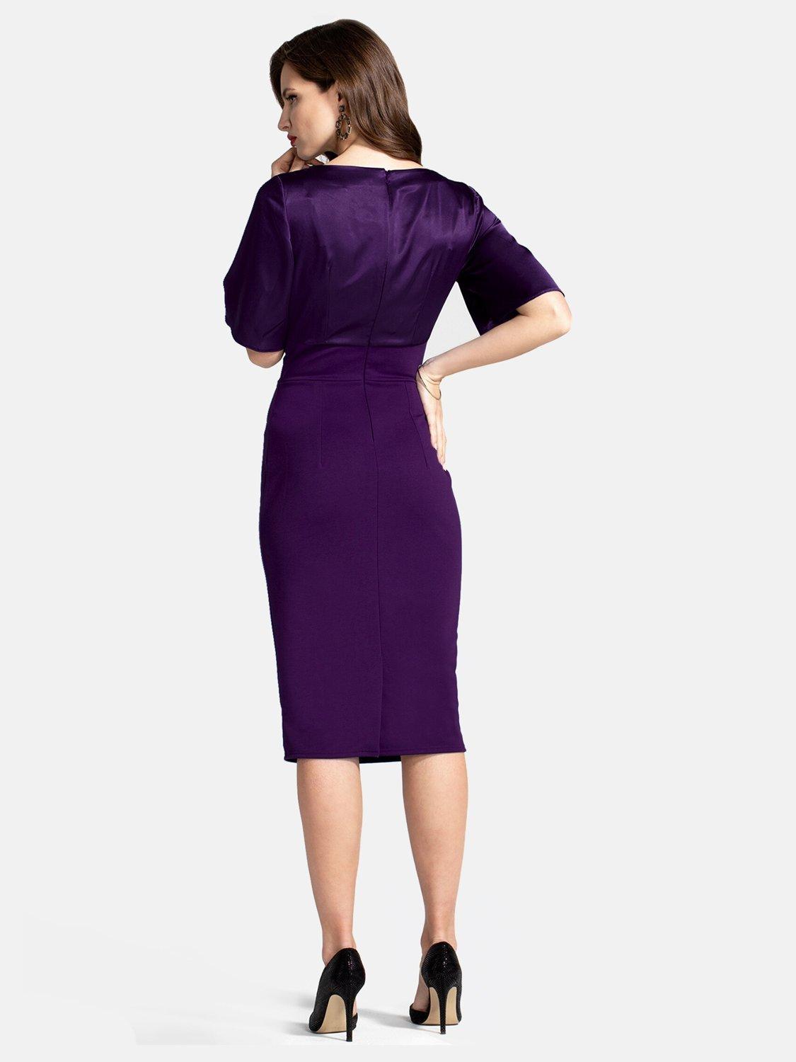 Product image 2 of 3, which shows HotSquash Satin Top Cocktail Dress, Damson, 8