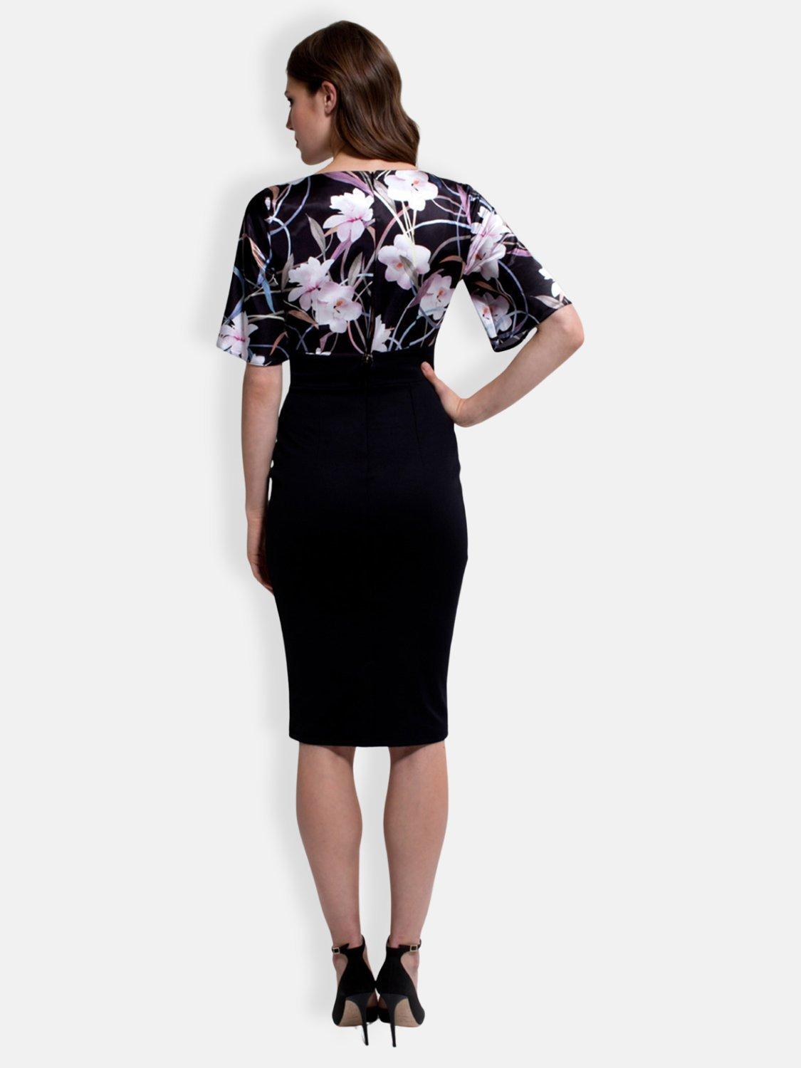 Product image 2 of 3, which shows HotSquash Satin Top Cocktail Dress, Multi, 8