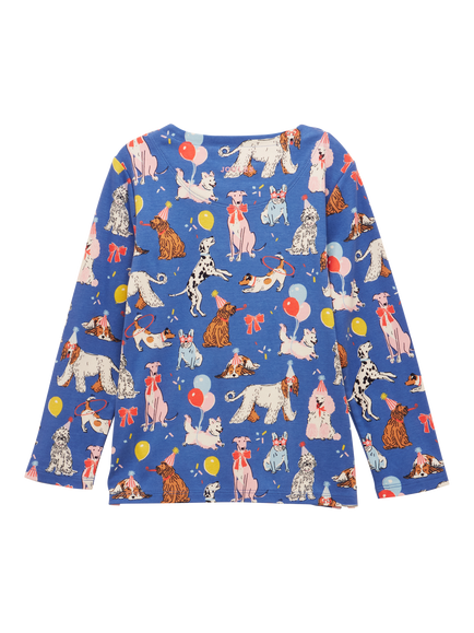 Joules Kids' Harbour Cotton Long Sleeved Top, Blue/Multi - view 2, Blue/Multi