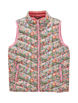 Joules Kids' Zipped Ditsy Print Gilet, Multi, Multi