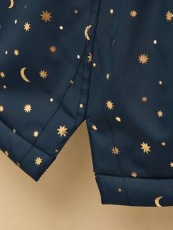 Joules Kids' Hooded Moon Star Print Coat, Navy - view 2, Navy