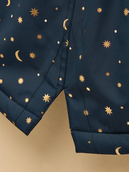 Joules Kids' Hooded Moon Star Print Coat, Navy - view 2, Navy