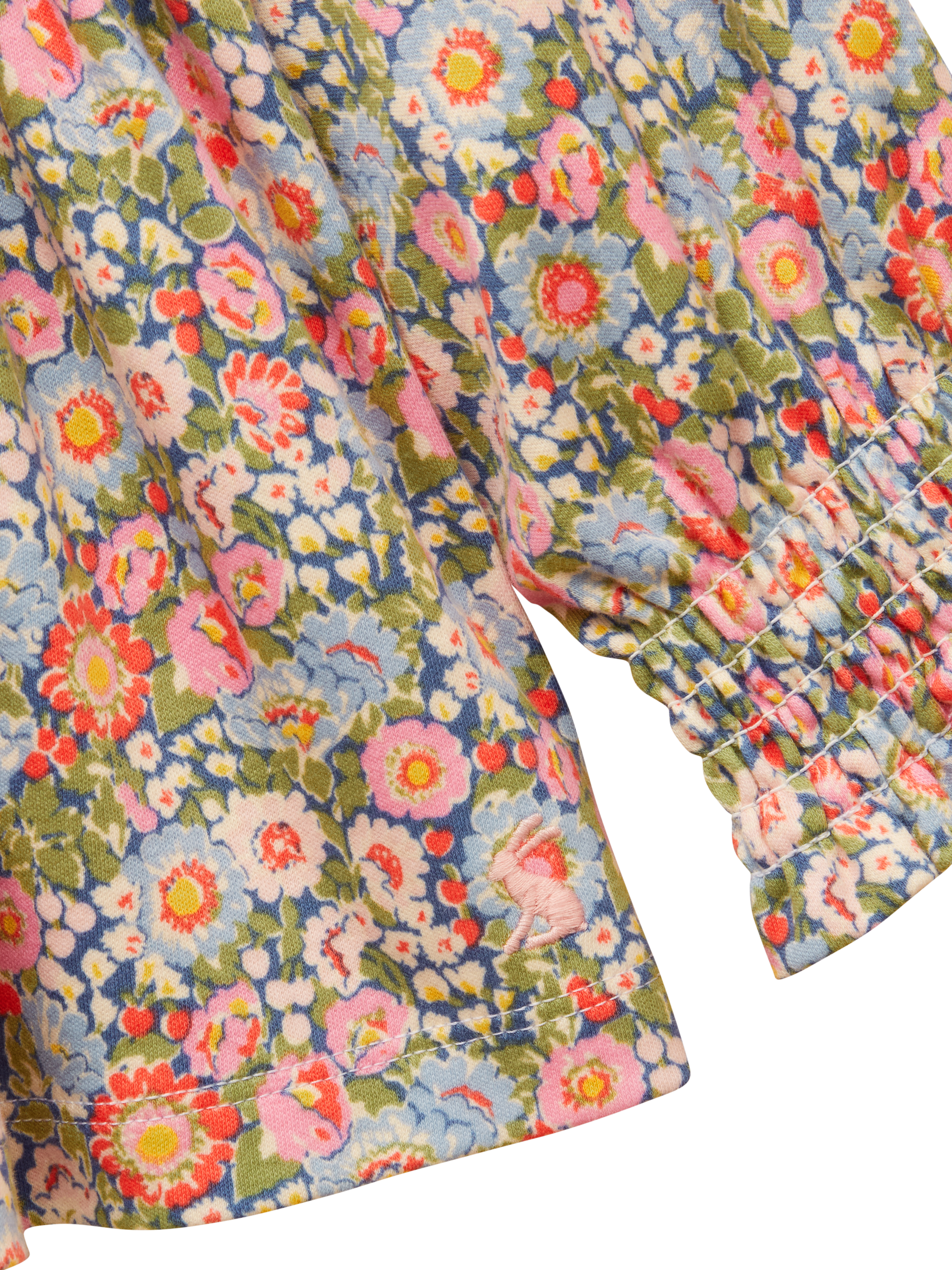 Product image 5 of 5, which shows Joules Kids' Cotton Shirred Ditsy Print Top, Multi, 2-3 years