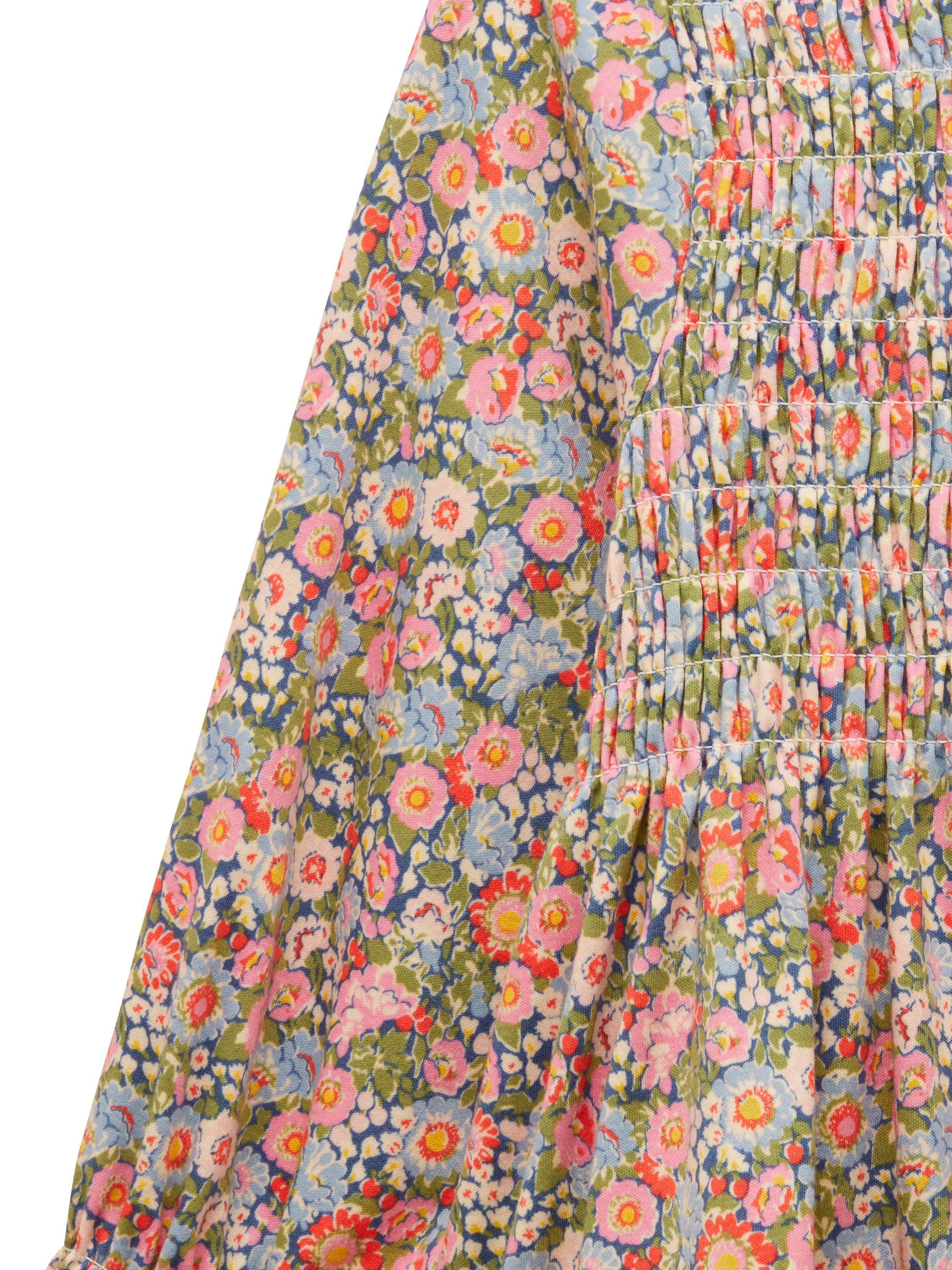 Product image 3 of 5, which shows Joules Kids' Cotton Shirred Ditsy Print Top, Multi, 2-3 years