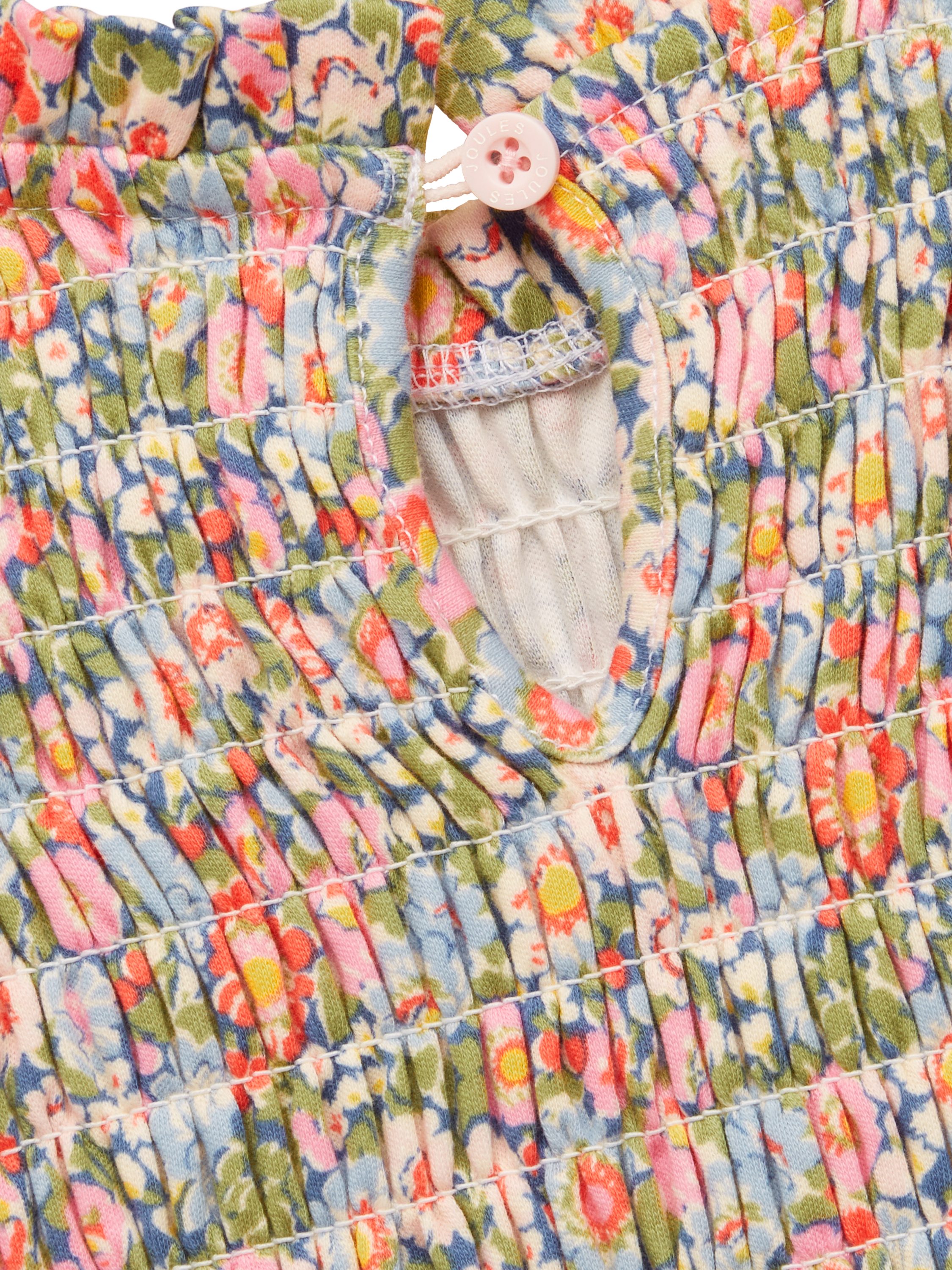 Product image 4 of 5, which shows Joules Kids' Cotton Shirred Ditsy Print Top, Multi, 2-3 years