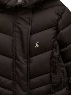 Joules Kids' Pembury Longline Puffer Coat, Black - view 2, Black