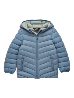 Joules Kids' Carin Puffer Coat, Blue, Blue