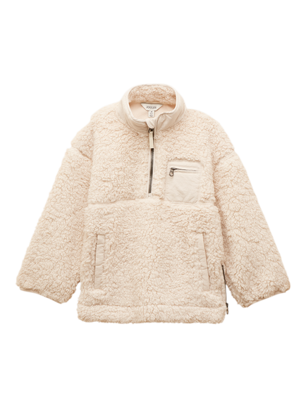 Joules Kids' Tilly Quarter Zip Fleece, Cream, Cream