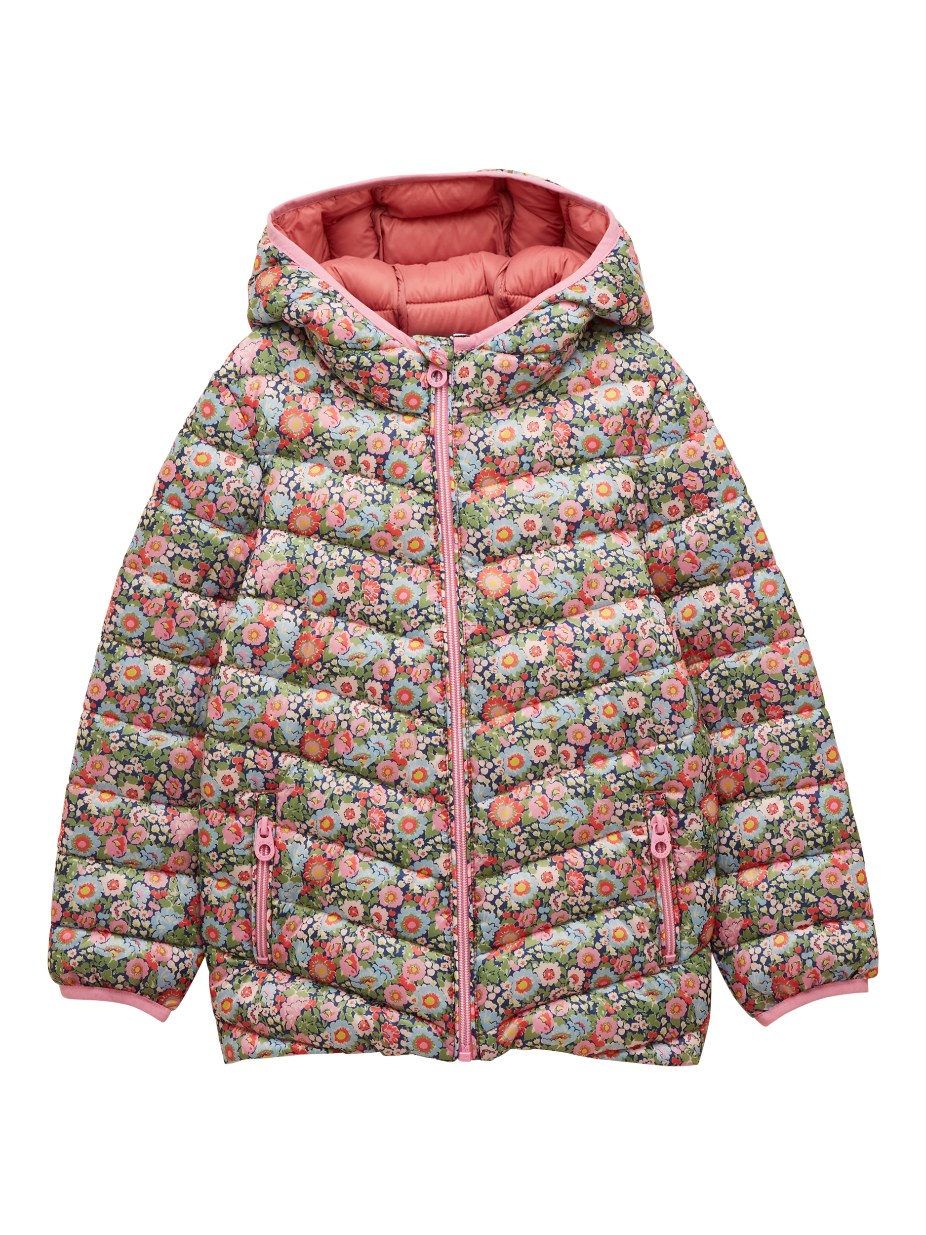 Product image 1 of 4, which shows Joules Kids' Carin Ditsy Print Padded Jacket, Multi, 11-12 years
