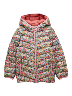 Joules Kids' Carin Ditsy Print Padded Jacket, Multi, Multi