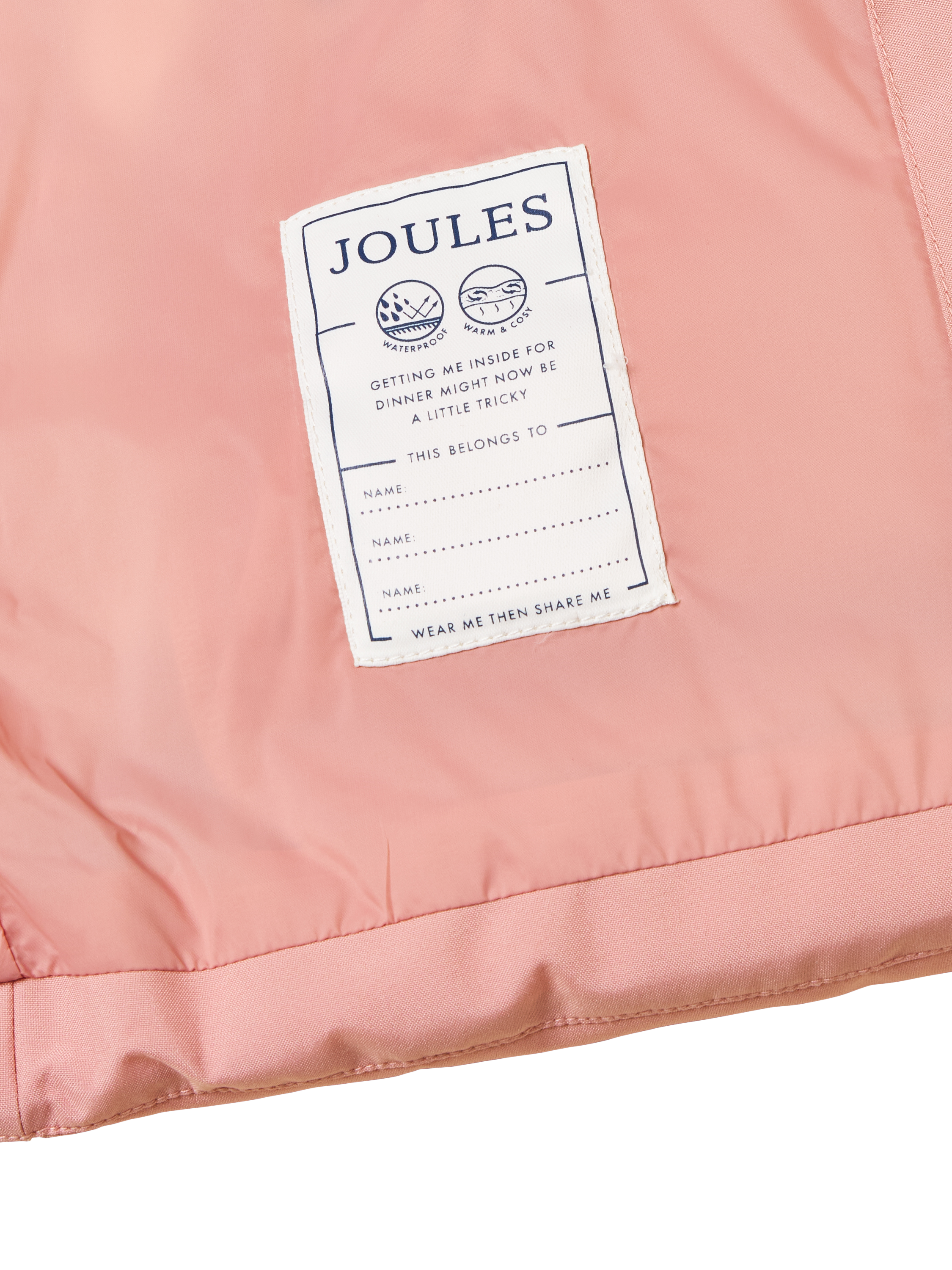 Product image 6 of 6, which shows Joules Kids' Padded Waterproof Coat, Pink, 3-4 years