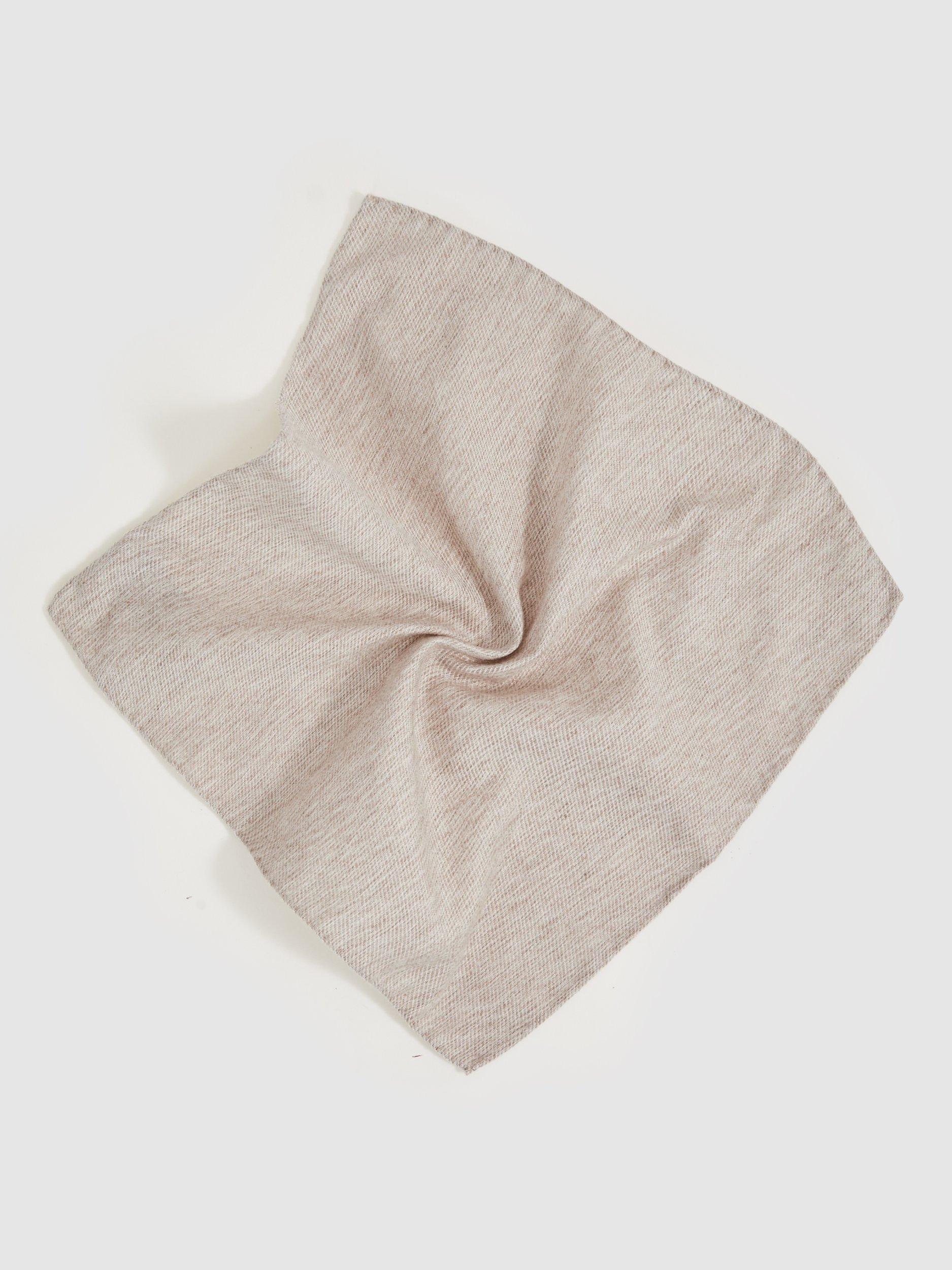 Product image 3 of 4, which shows Reiss Dario Wool & Silk Blend Textured Pocket Square, Oatmeal
