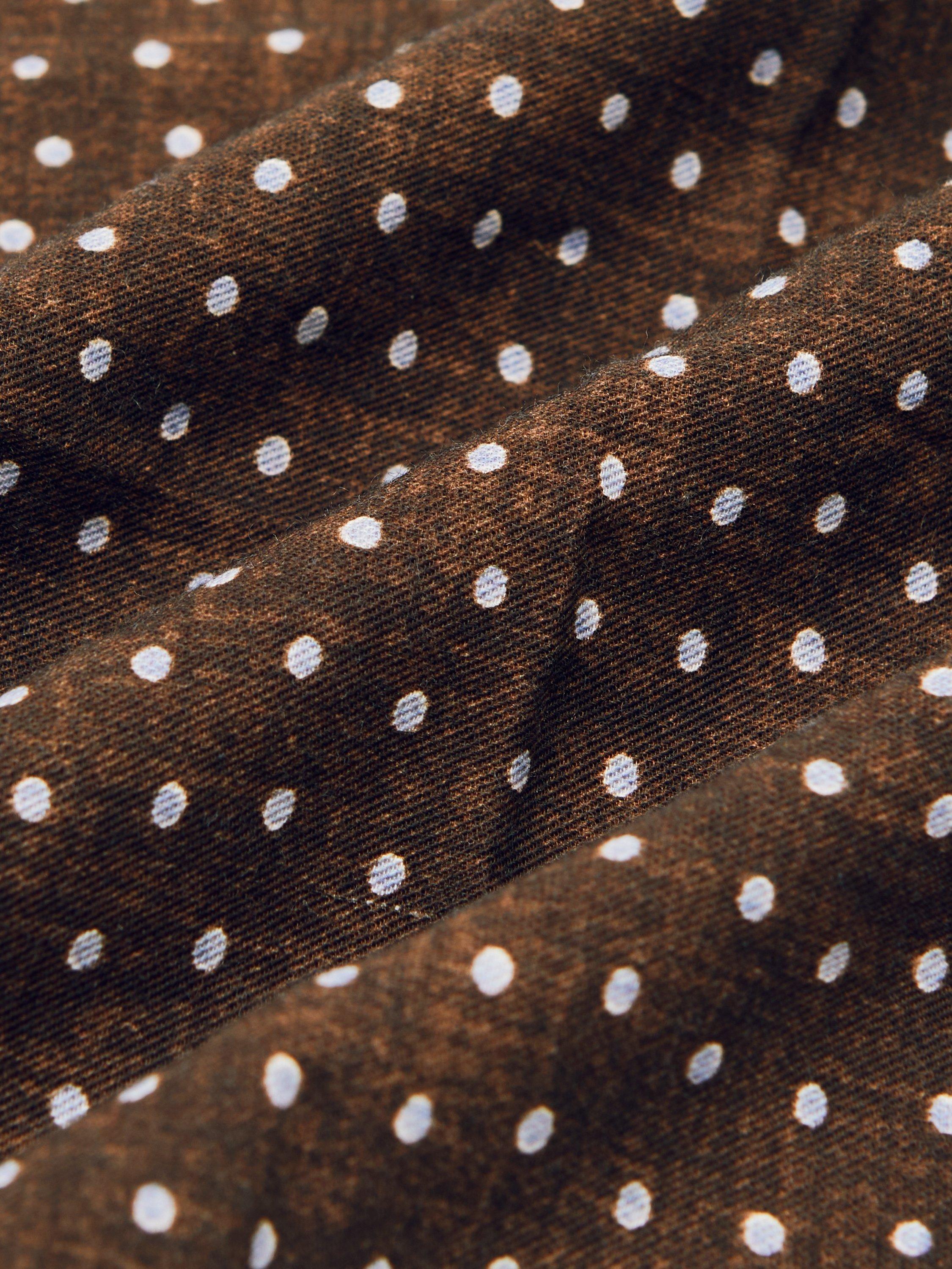 Product image 4 of 4, which shows Reiss Lucio Wool Blend Polka Dot Pocket Square, Chocolate Brown