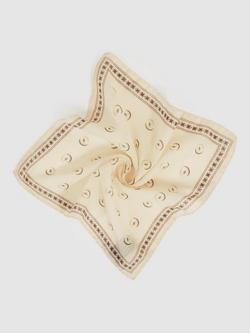 Reiss Ernesto Wool Motif Print Pocket Square, Off White - view 2, Off White