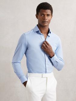 Reiss Nate Jersey Cutaway Collar Shirt, Soft Blue