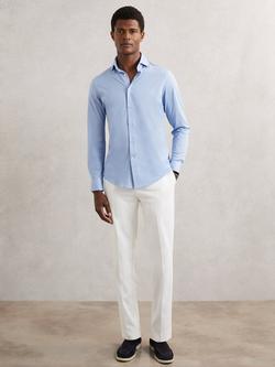 Reiss Nate Jersey Cutaway Collar Shirt - view 2, Soft Blue