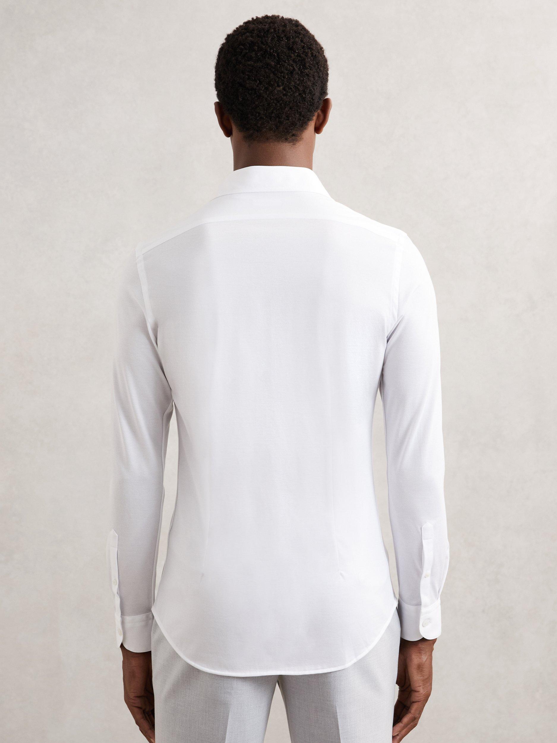 Product image 2 of 5, which shows Reiss Nate Jersey Cutaway Collar Shirt, White, XS