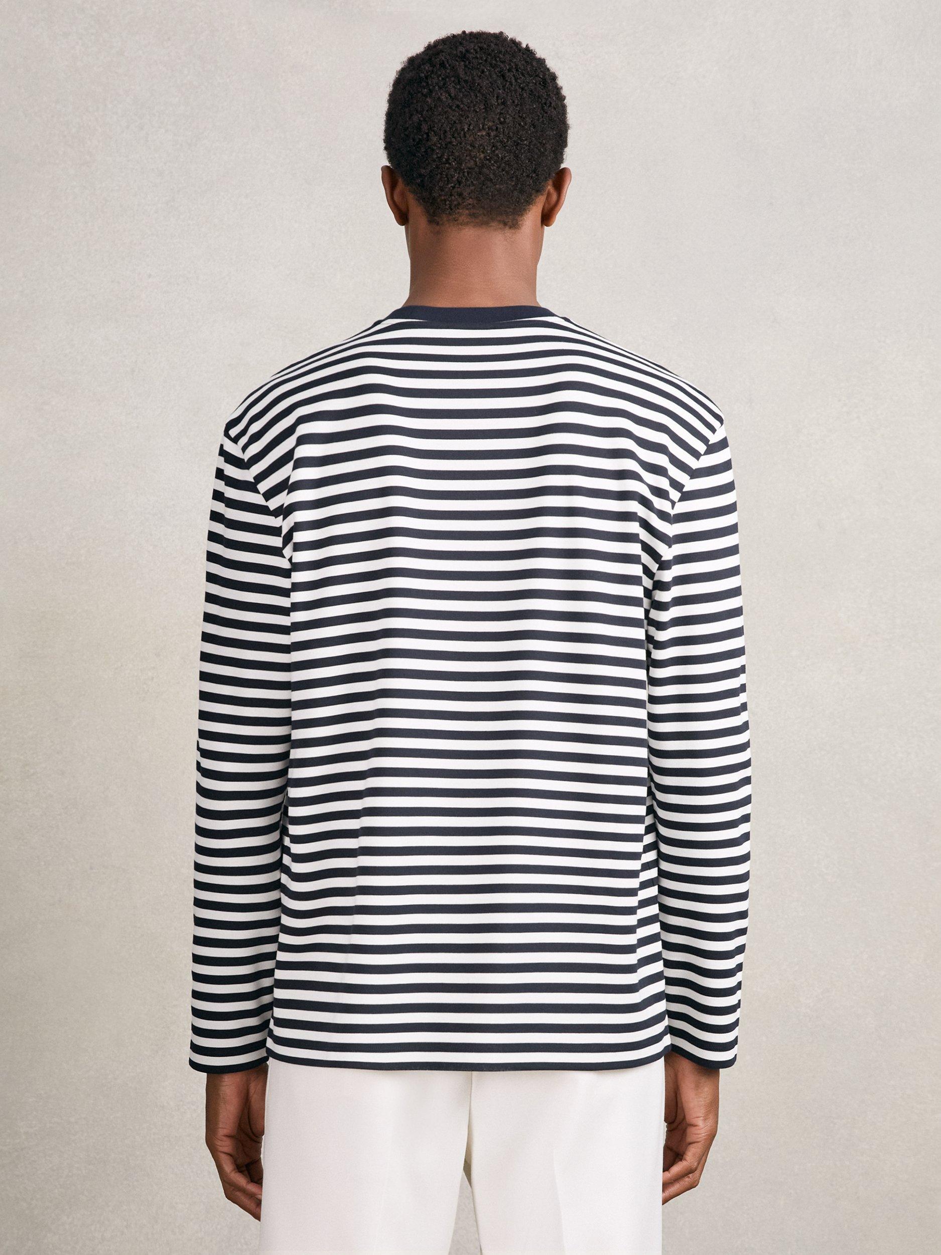 Product image 3 of 4, which shows Reiss Kenny Stripe T-Shirt, Navy/White, S