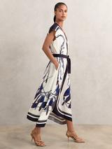 Reiss Alicia Floral Stripe Dress, Ivory/Red