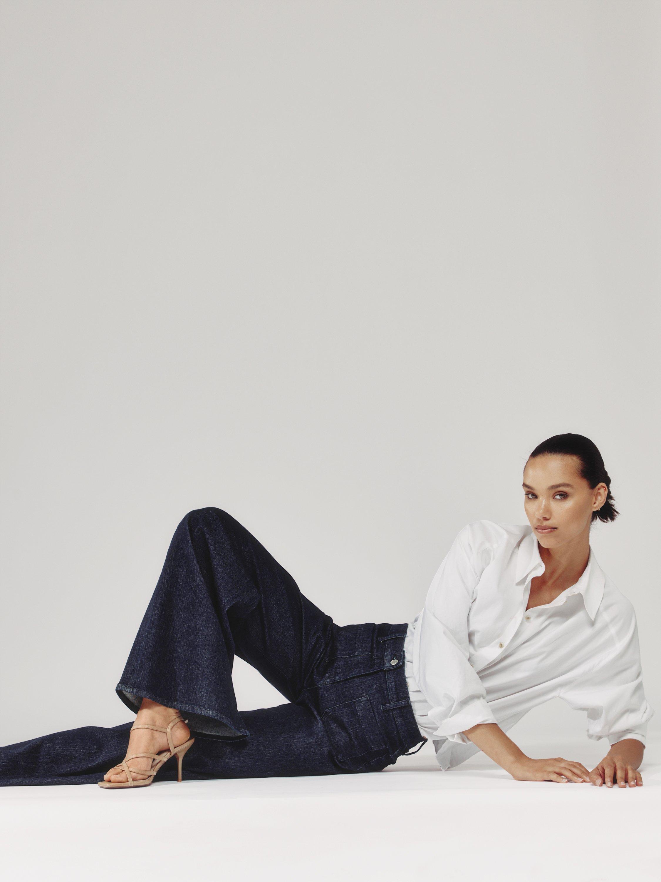 Product image 5 of 5, which shows Reiss Bella Wide Leg Jeans, Dark Blue, 25R