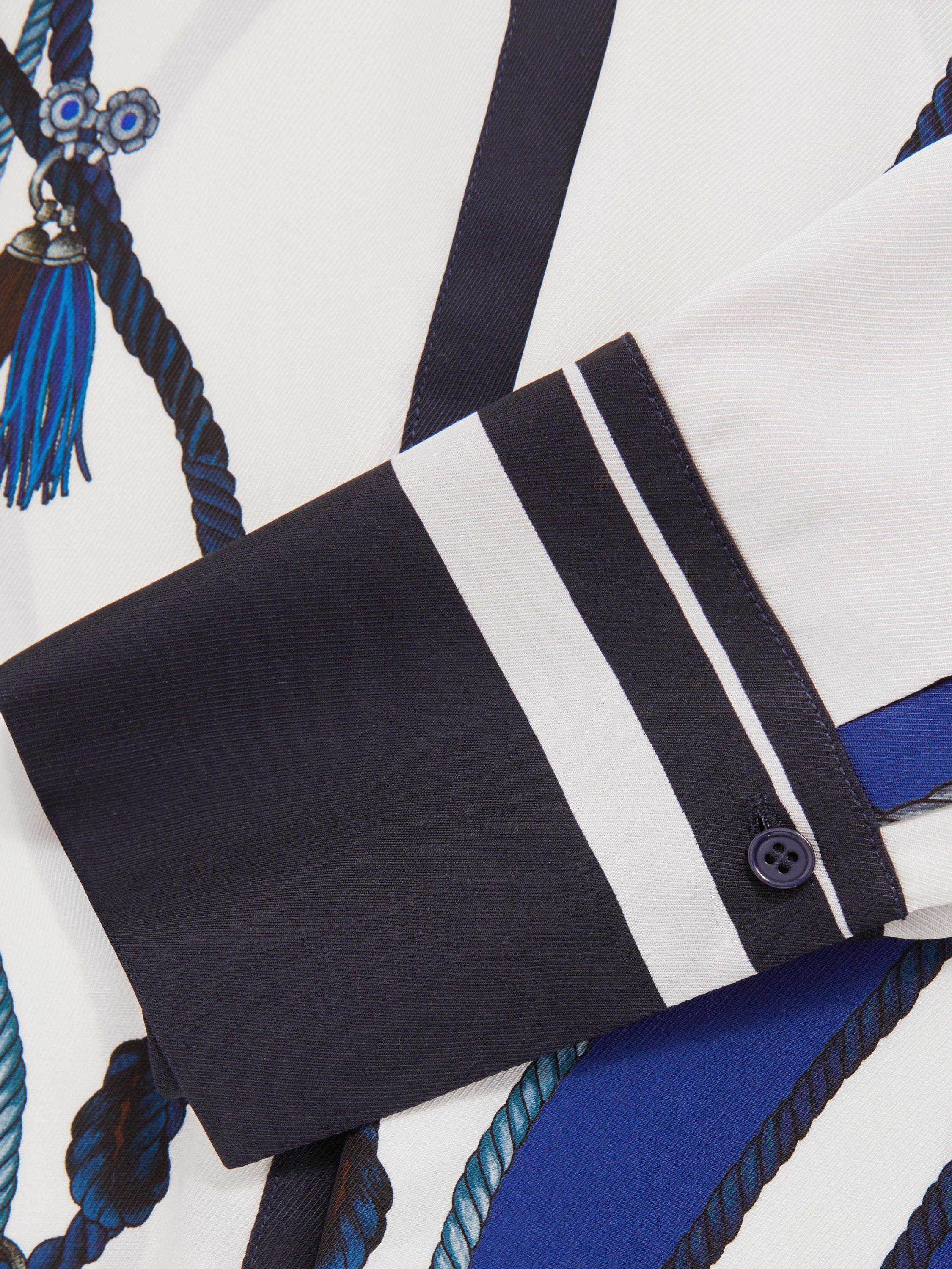 Product image 2 of 5, which shows Reiss Isla Scarf Print Shirt, Navy, 6