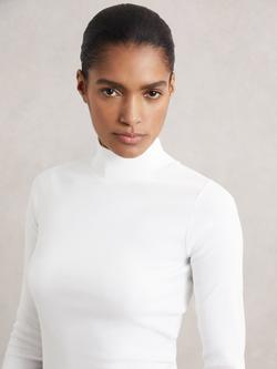 Reiss Polly Ribbed Funnel Neck Top, White