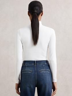 Reiss Polly Ribbed Funnel Neck Top - view 2, White