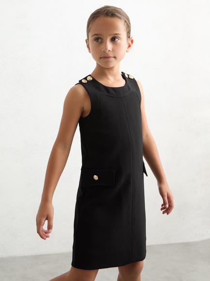 Reiss Kids' Cyrus Mini Shift Dress, Black