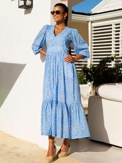 Aspiga Annie Floral Maxi Dress, Cornflower/White, Cornflower/White