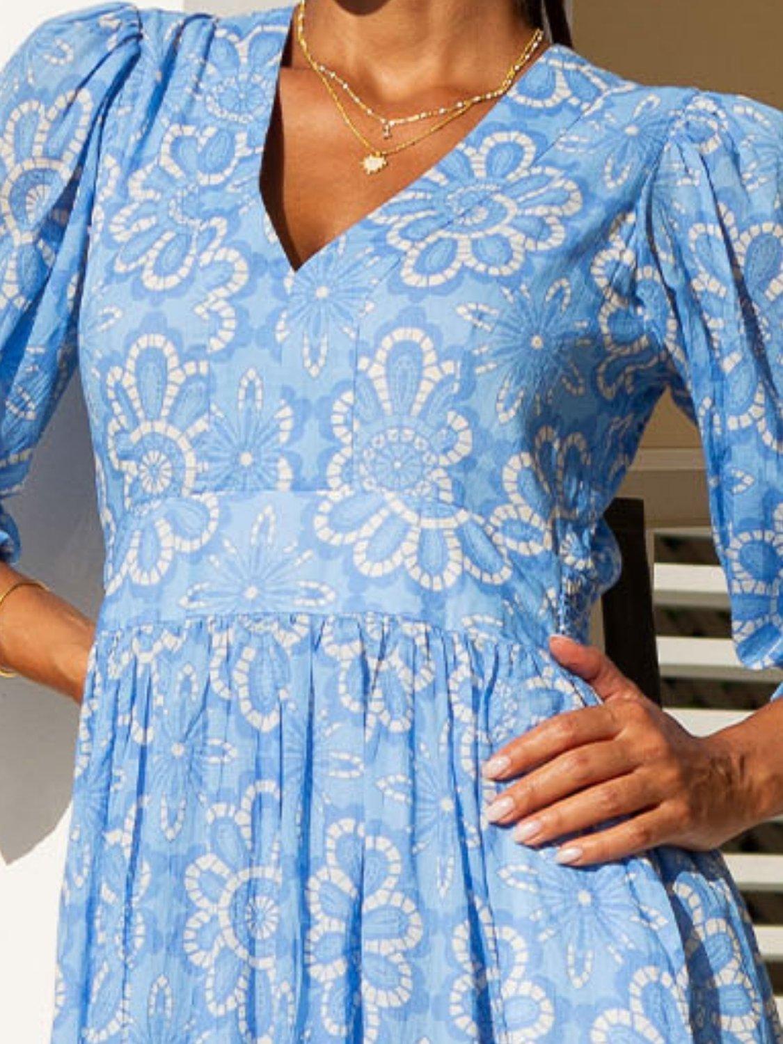 Product image 2 of 6, which shows Aspiga Annie Floral Maxi Dress, Cornflower/White, XS