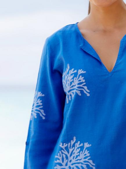 Aspiga Guadalupe Tunic Dress, Cobalt Blue/White - view 2, Cobalt Blue/White