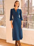 Aspiga Jocelyn V-Neck 3/4 Sleeve Stretch Corduroy Dress, Peacock Blue