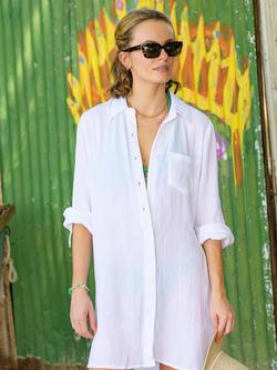 Aspiga Saffron Cheesecloth Cotton Beach Shirt, White