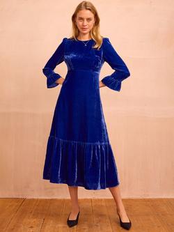 Aspiga Victoria Velvet Midi Dress, Azure Blue