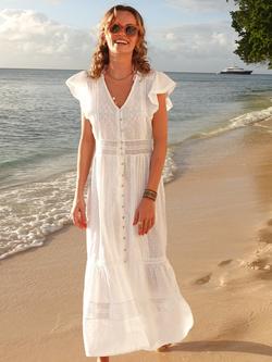 Aspiga Nyla Cotton Dobby Beach Kaftan, White, White