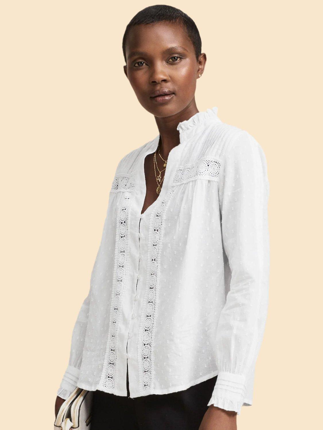 Product image 1 of 4, which shows Aspiga Carrie Dobby Shirt, White, XS