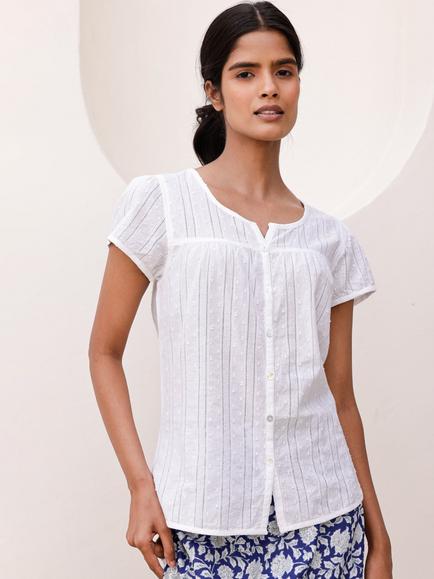 Aspiga Lisbon Short Sleeve Crinkle Shirt, White, White