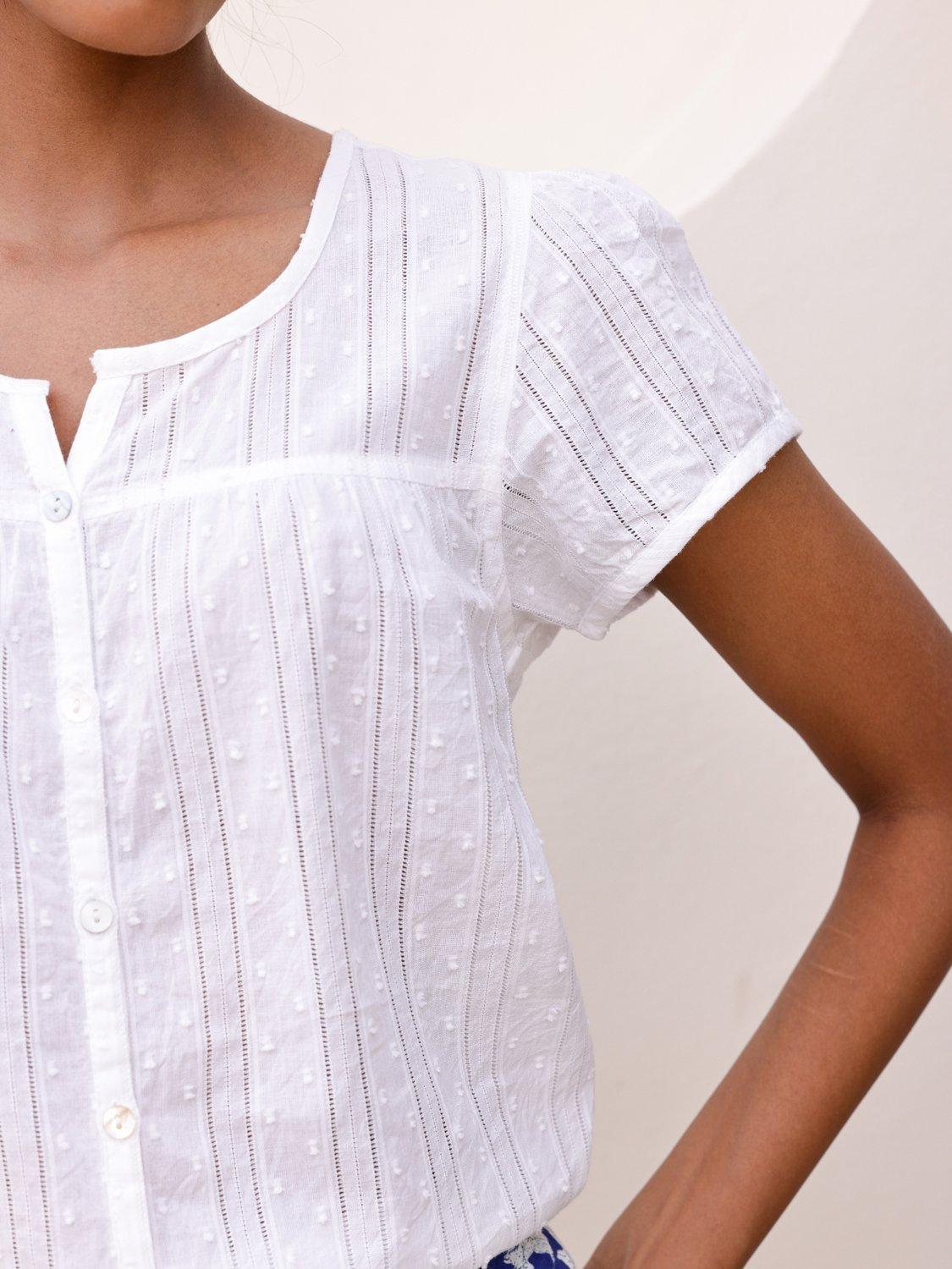 Product image 2 of 7, which shows Aspiga Lisbon Short Sleeve Crinkle Shirt, White, XS