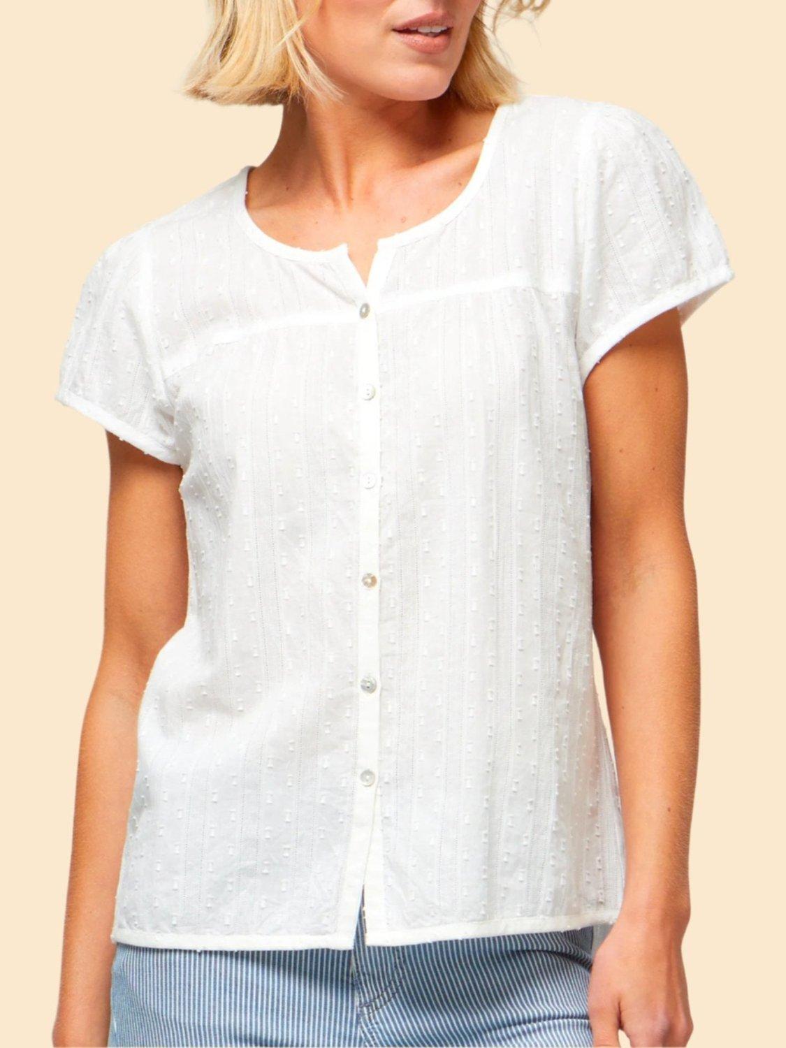 Product image 5 of 7, which shows Aspiga Lisbon Short Sleeve Crinkle Shirt, White, XS