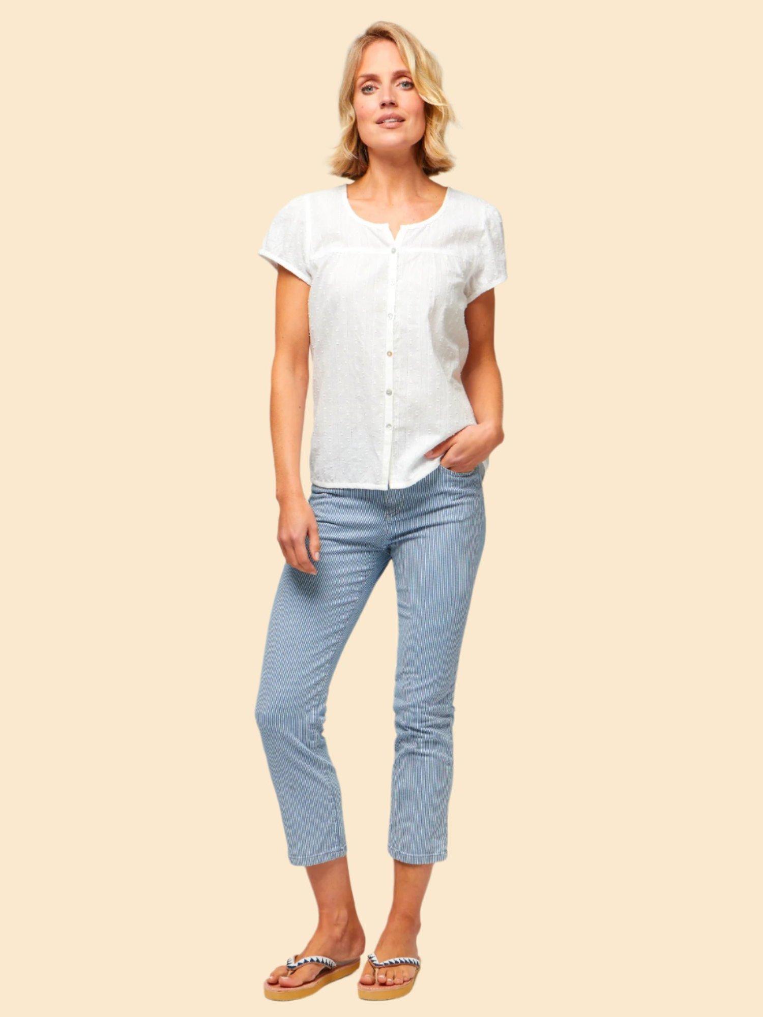 Product image 6 of 7, which shows Aspiga Lisbon Short Sleeve Crinkle Shirt, White, XS