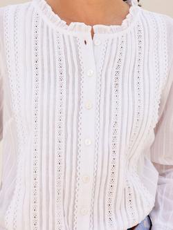 Aspiga Vienna Organic Cotton Embroidered Round Neck Blouse - view 2, White