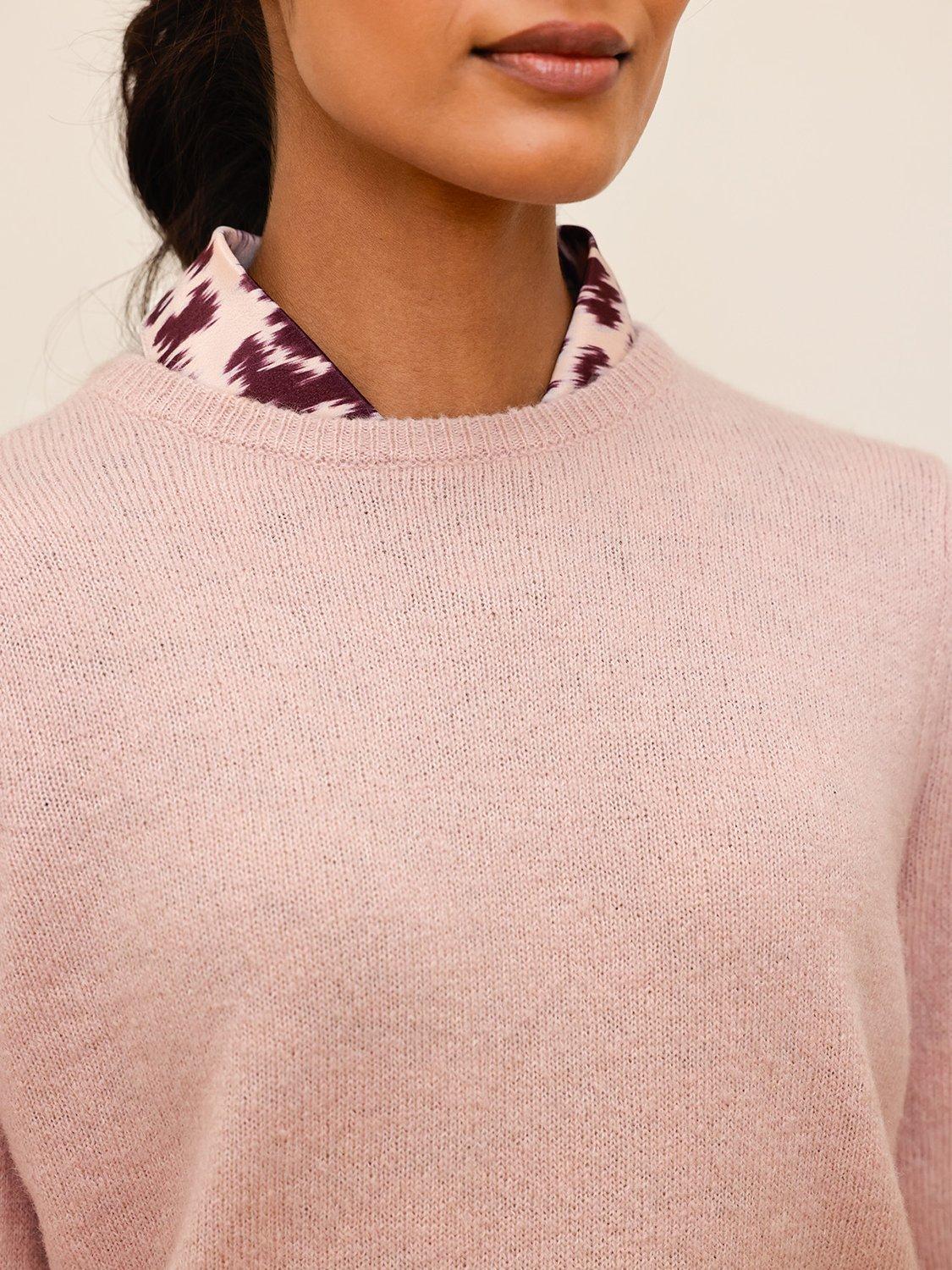 Product image 4 of 5, which shows Aspiga Puff Sleeve Wool Blend Jumper, Dusty Pink, XS