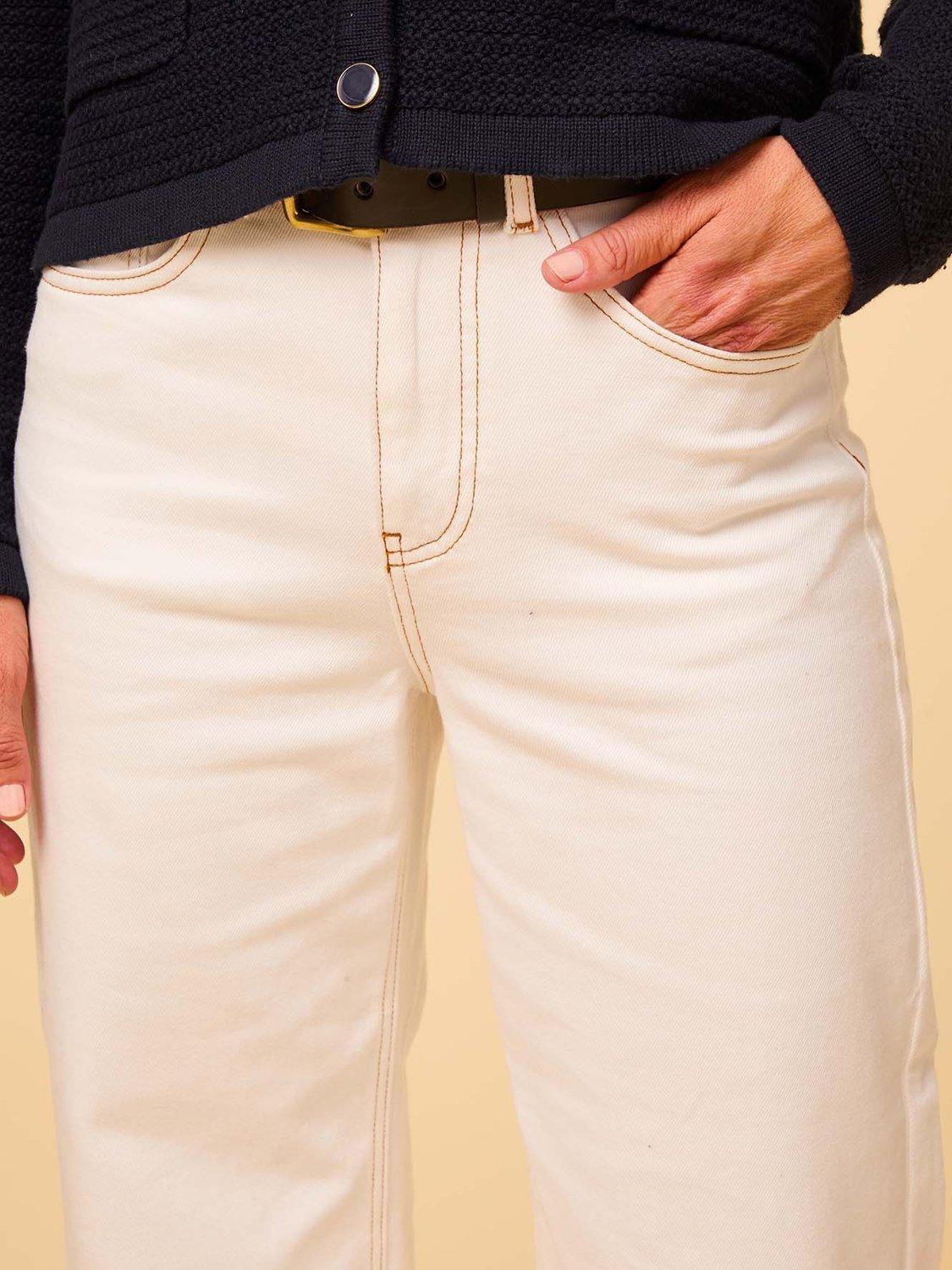 Product image 3 of 4, which shows Aspiga Wide Leg Cropped Jeans, Ecru, XS