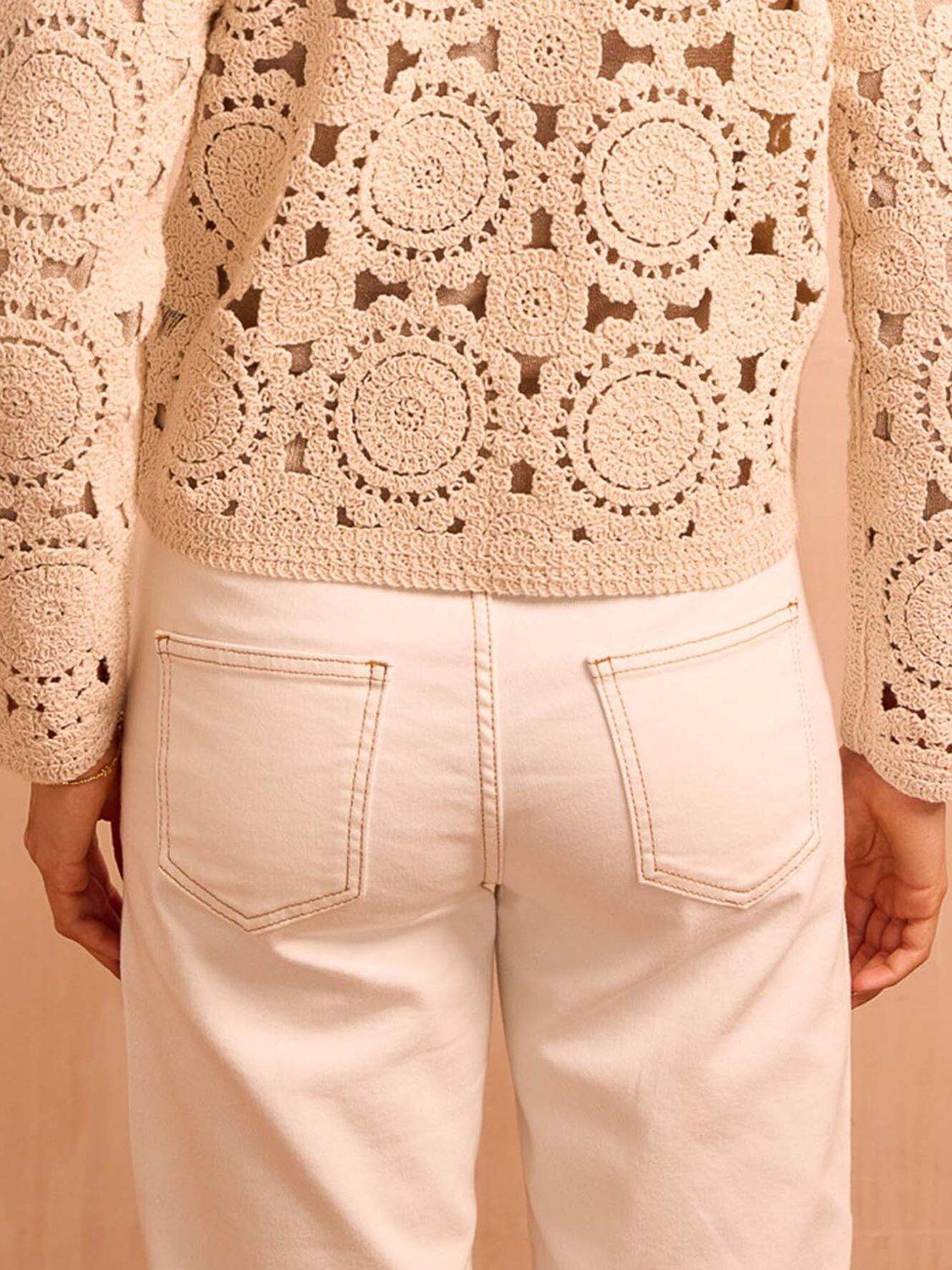 Product image 4 of 4, which shows Aspiga Wide Leg Cropped Jeans, Ecru, XS