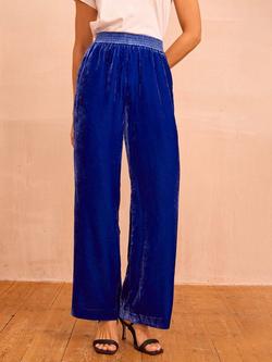 Aspiga Stripe Straight Leg Trousers, Azure Blue