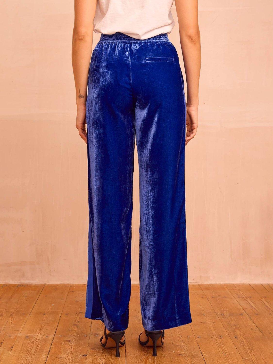 Product image 5 of 6, which shows Aspiga Stripe Straight Leg Trousers, Azure Blue, XS