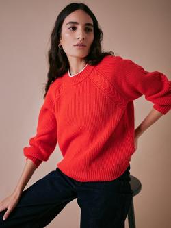 Cape Cove Dawn Fisherman Pure Merino Wool Jumper, Red, Red