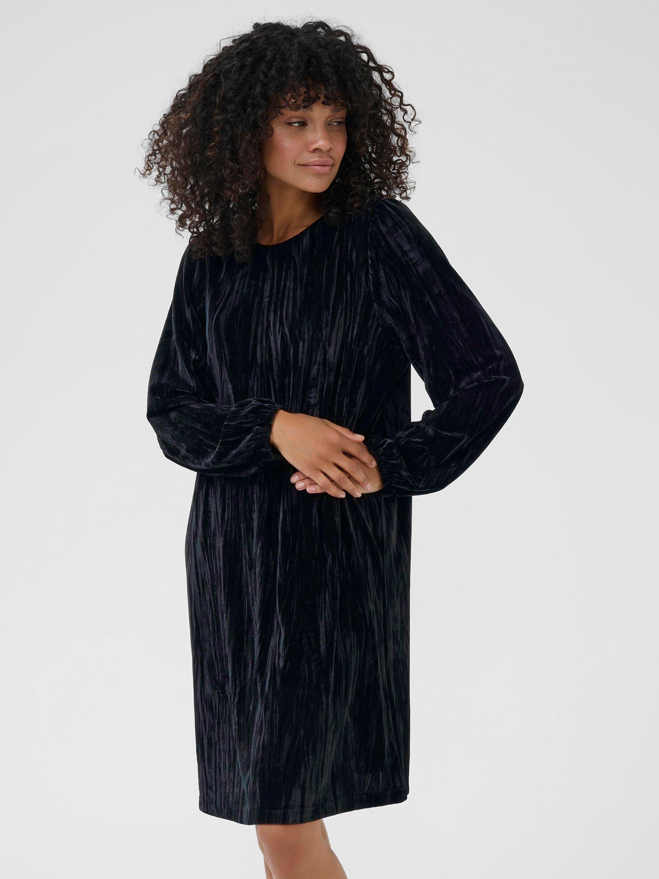 Product image 3 of 6, which shows KAFFE Elva Knee Length Swing Dress, Black Deep, XS